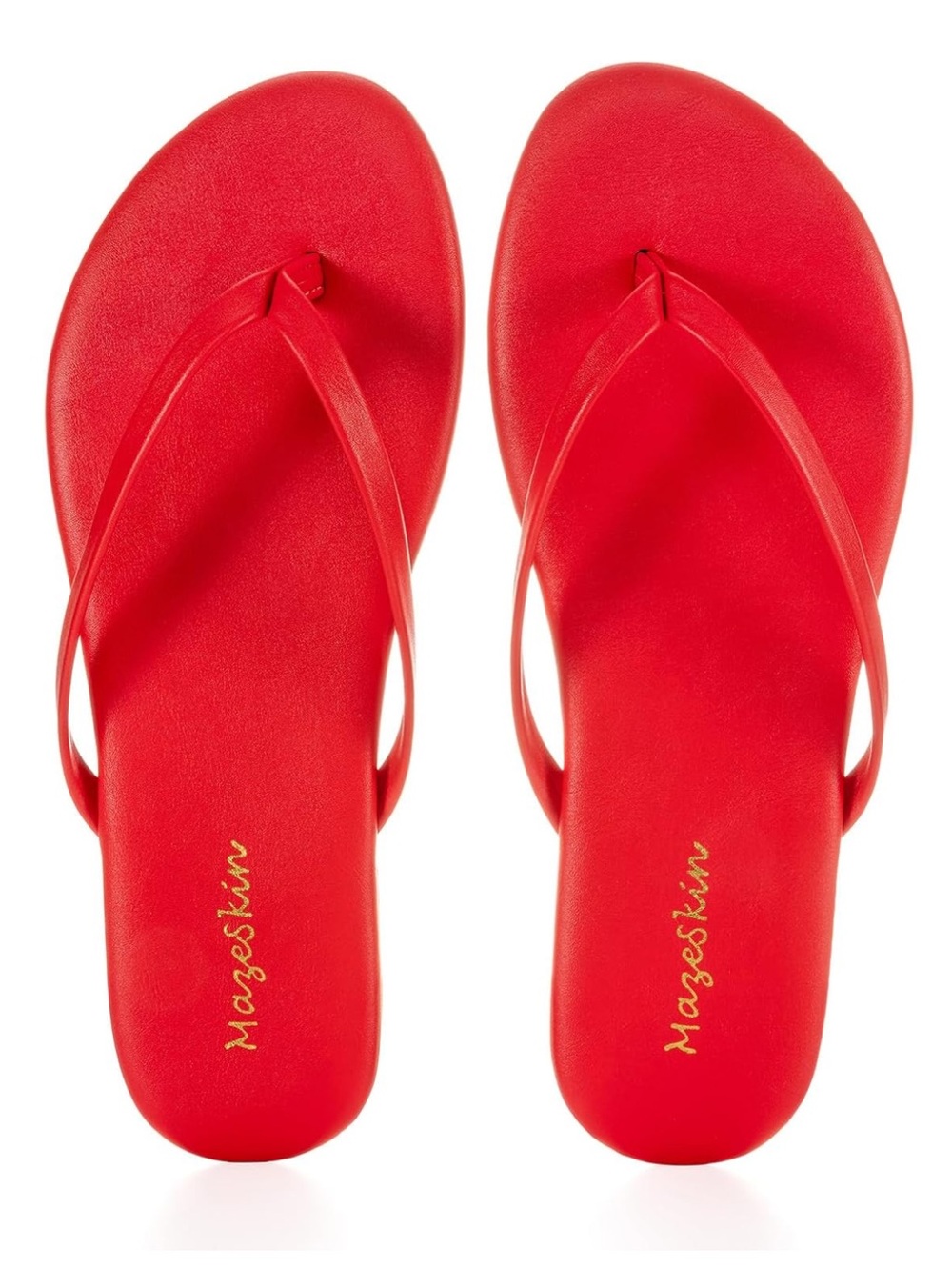 Mazeskin Memory Foam Red Thong Sandals